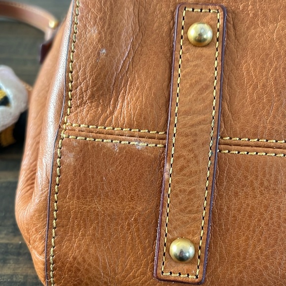 Dooney & Bourke Brown Leather Tote with Gold Clasp - Picture 7 of 13